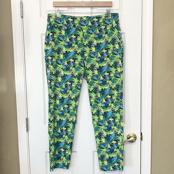Soft Surroundings Size Large Superla Pull On Pants Skinny Abstract Green Blue - Picture 1 of 9